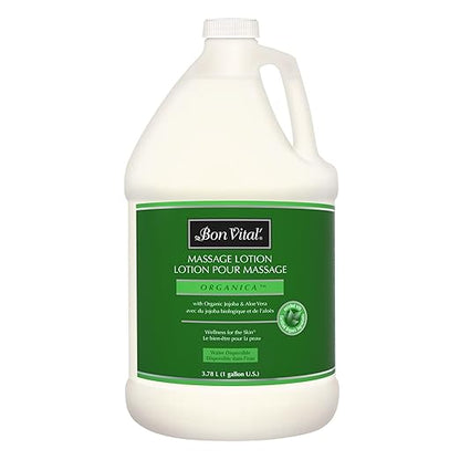 Bon Vital' Organica Massage Lotion with Certified Organic Ingredients for an Earth-Friendly Massage, Natural Moisturizer Lotion for Soothing Back & Neck Massages, 1 Gal, Label may Vary