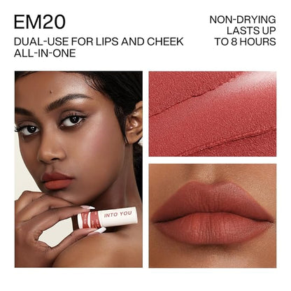 INTO YOU Matte Lipstick for Women, Matte Red Lipstick Long Lasting, Multi-Purpose for Lips and Cheek, Non-Stick Cup Not Fade Lip Stain Makeup Cosmetics Official Directly (EM20)