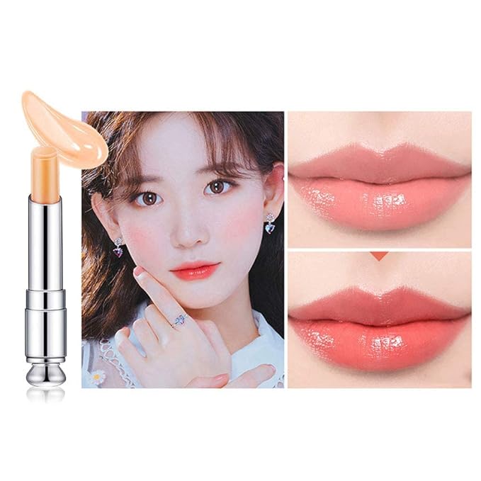 3 Pcs Color Changing Change Lipstick Lip Balm, Korean Magic Lipstick Color Change Changing Lip Tint Tinted Stain Gloss Balm Long Lasting Waterproof Moisturizer Jelly Crystal Lipstick Set for Women
