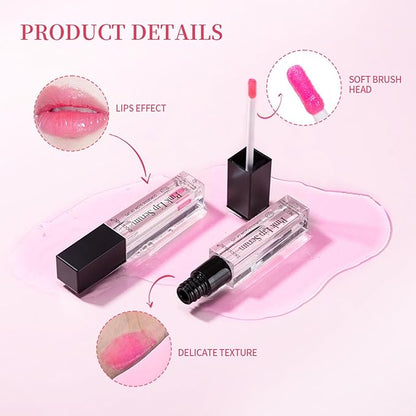Color Changing Lip Gloss, Pink Magic Mood Lipstick Hydrating Lip Glow Oil Lip Tint Lip Inks Stain Lip Balm Not Greasy Transparent Plumping Lip Serum for Women Girls Lip Care Products