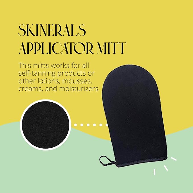 Skinerals Self Tanning Mitt, Premium Microfiber Self Tanner Applicator for Back & Body, Ultra Soft Double-Sided Self-Tan Mitt, Reusable & Washable Tanning Lotion Applicator Mitts