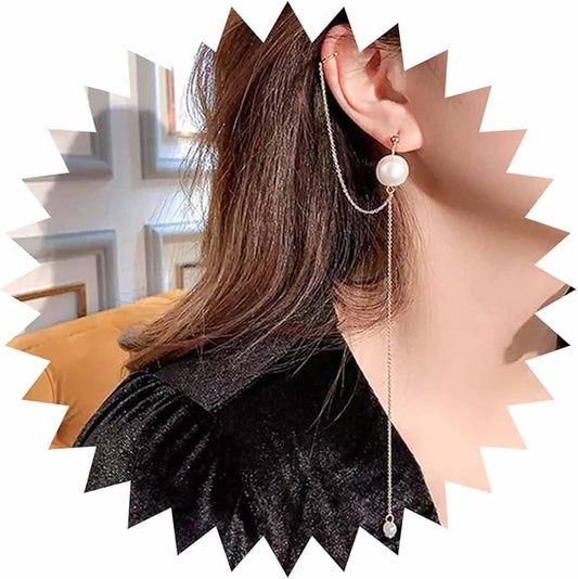 Vintage Long Pearl Drop Earrings Pearl