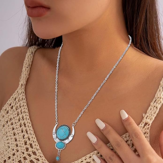 Y2K Necklace Puffy Turquoise Beaded Necklaces