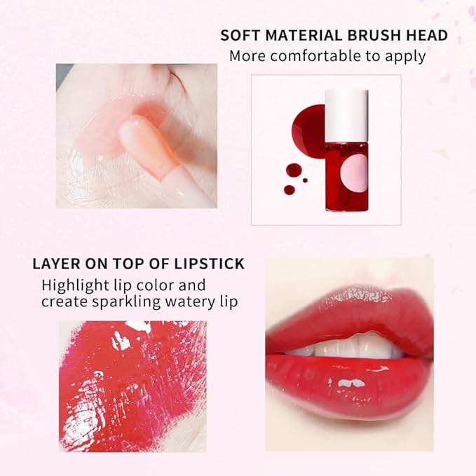 Lip Tint Stain, Lip Glosses, Moisturizing Lip Stain, Lip Tint, Skin Tint, Lip-Plumping, Non-sticky, Long Lasting Lip Makeup (4 colors)