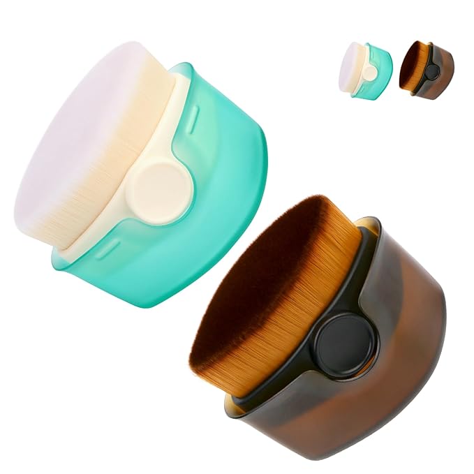 Yoseng Sunscreen Applicator for Kids,2 Pc Baby Sunscreen Applicator Set with Protective Caps,Sunscreen Brush for Face Kabuki Brush for Liquid Foundation Powder Cream Contour Buffing Stippling Blending