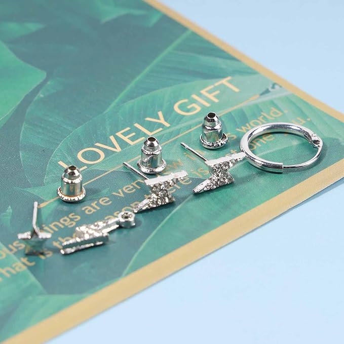 Punk Rhinestone Thunder Earrings Cz Lighting