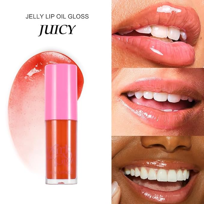 Jelly Lip Oil Gloss, Hydrating Moisturizing Plumping Lip Gloss,