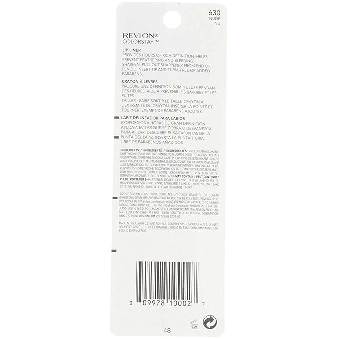 Revlon ColorStay Lip Liner with SoftFlex, Nude [630] 1 ea (Pack of 4)