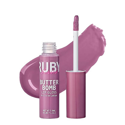 Ruby Kisses Lip Gloss Butter Bomb Gloss Non-Sticky Lip Gloss Vitamin E Natural Nude Lip Makeup - 7.8mL (0.26 US fl.oz) (Wifey)