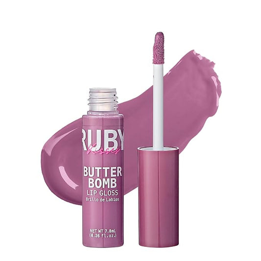 Ruby Kisses Lip Gloss Butter Bomb Gloss Non-Sticky Lip Gloss Vitamin E Natural Nude Lip Makeup - 7.8mL (0.26 US fl.oz) (Wifey)