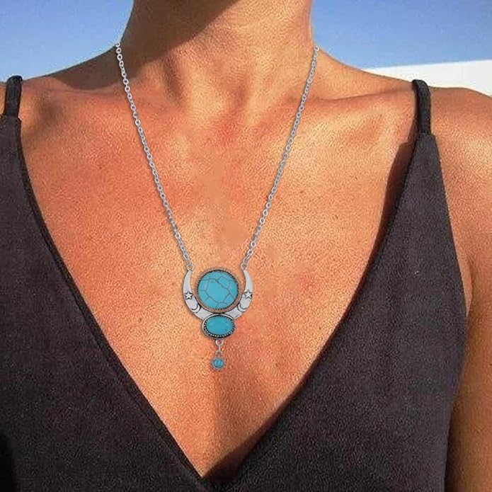 Y2K Necklace Puffy Turquoise Beaded Necklaces