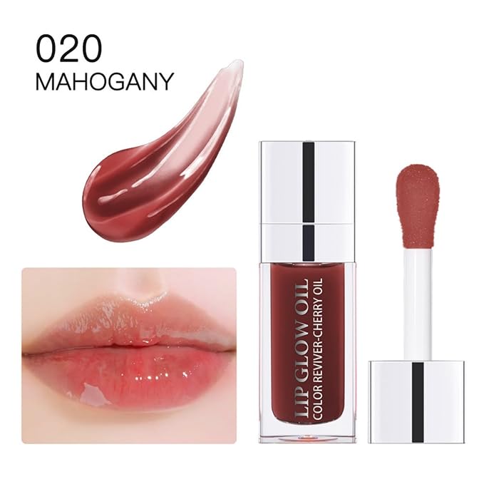 MAEPEOR Hydrating Lip Glow Oil 10 Colors Moisturizing Lip Oil Gloss Non-sticky Transparent Lip Gloss Long Lasting Nourishing Tinted Lip Balm with Big Brush Head (IColors 16)