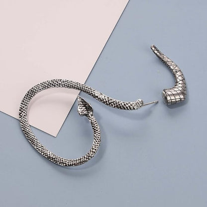 Punk Snake Cuff Earrings Silver Snake