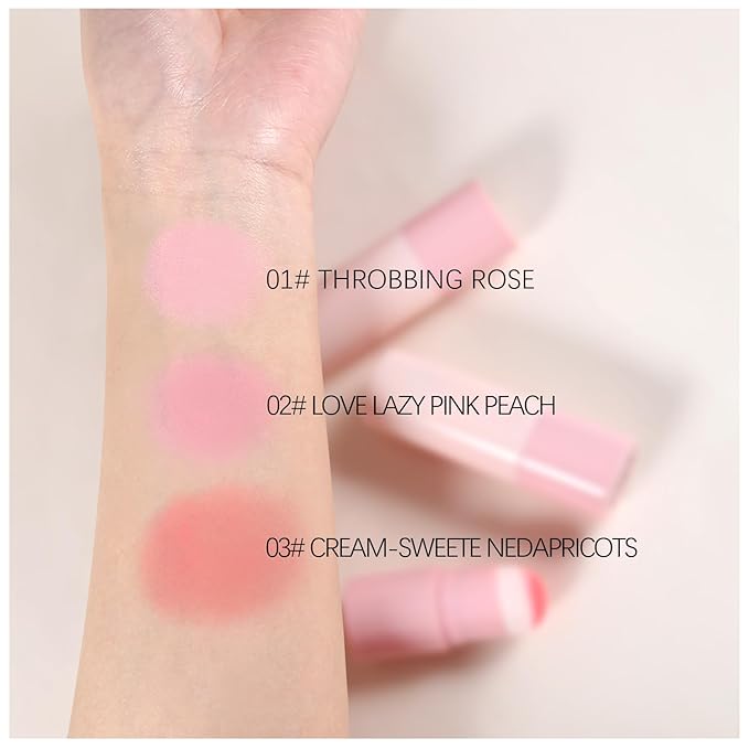 Boobeen Cream Blush Stick, Lightweight Buildable Blush Tint, 0.35 oz
