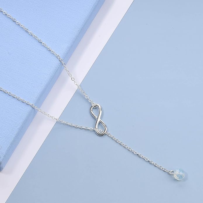 Boho Crystal Infinity Necklace Gold Y Necklace Minimalist