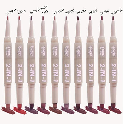 2 in 1 Lipstick Lipliner Retractable Pencil Semi Vegan,