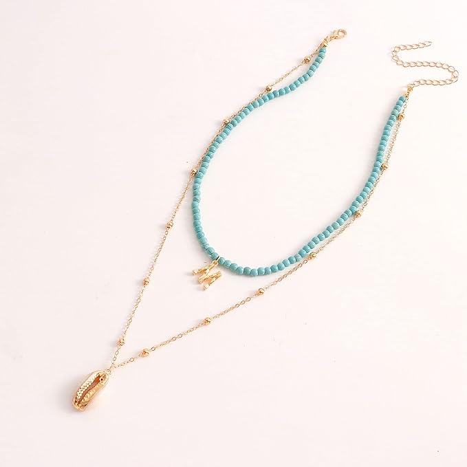 Bohemia Turquoise Beaded Choker Necklace Layered