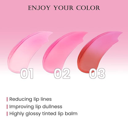 DAGEDA 3PCS Tinted Lip Balm, Moisturizing Non-Greasy,