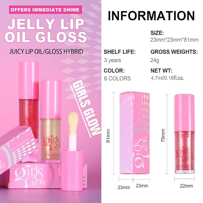 Red Cooling Jelly Lip Oil Gloss, Plump Moisturizing Cooling