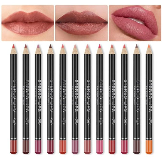 12 PCS Nude Red Deep Red Brown Matte Long