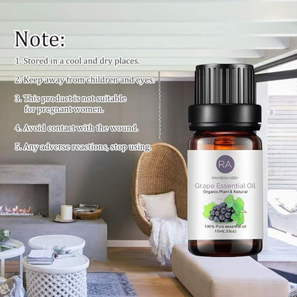 Grape Essential Oil 100% Pure Oganic Plant Natrual Flower Essential Oil for Diffuser Message Skin Care - 10ML