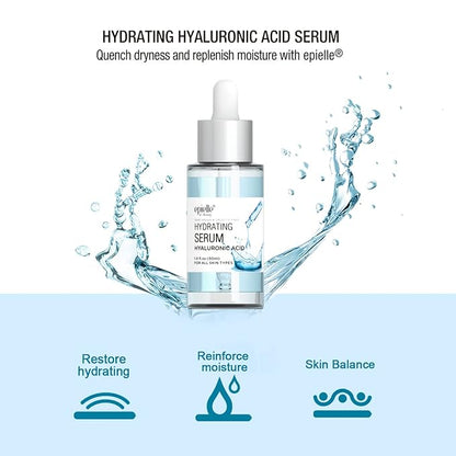 Epielle Hydrating Hyaluronic Acid Serum with Vitamin C - 100% Vegan and Cruelty-Free - For Normal Skin Types