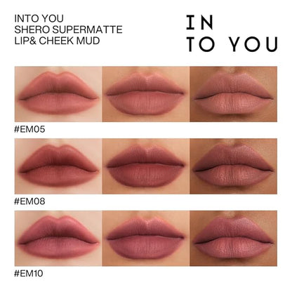INTO YOU Matte Lipstick Lip Mud, Waterproof Long Lasting Smudge Proof Velvet Lip Stains, Multi-Purpose for Lip and Cheek, Non-Stick Cup Not Fade Lip Gloss Makeup Cosmetics Official Directly (EM05)