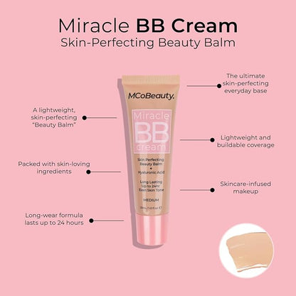 MCoBeauty Miracle BB Cream, Medium Beige, Skin-Perfecting Coverage Free Cosmetics
