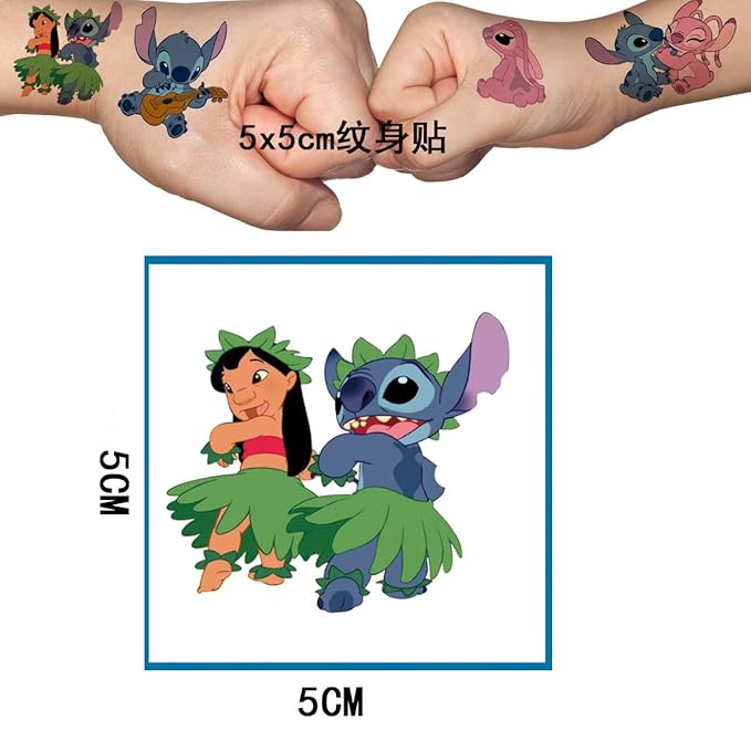 40pcs Stitch Temporary Tattoos Stickers for Kids,Birthday Party Girl Adult