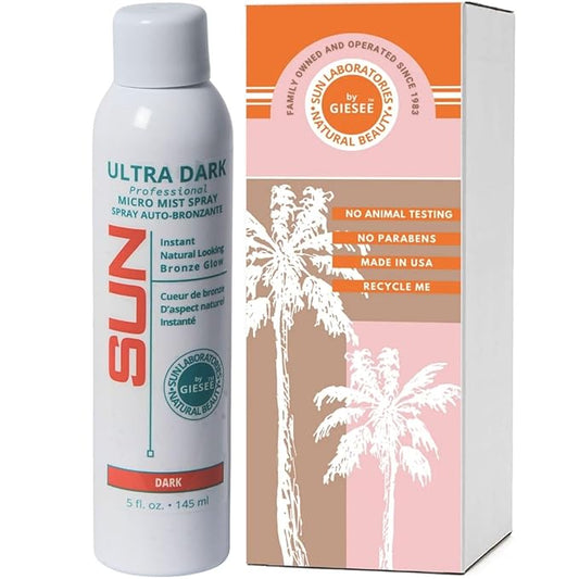 Sun Laboratories By Giesee Ultra Dark Micro Mist Spray Tanner - Self Tanning Lotion, Sun Tanning Lotion, Spray Tan Solution - Instant Tan Spray, Self Tanner Face Mist, Sunless Tanning Water Spray