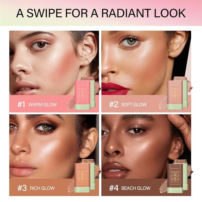 Multi-Use On The Go Bronzer Stick, Cream Contour Beach Glow)