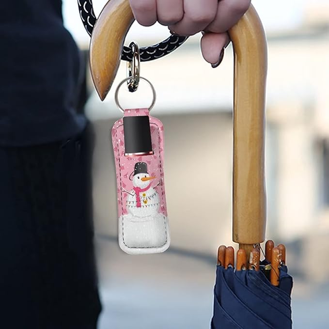 Women Girls Chapstick Holder Keychain Pink, Keyring