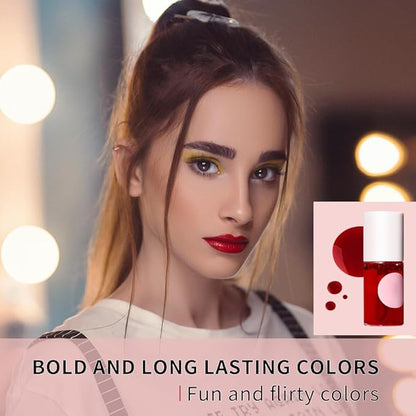 Lip Tint Stain, Lip Glosses, Moisturizing Lip Stain, Lip Tint, Skin Tint, Lip-Plumping, Non-sticky, Long Lasting Lip Makeup (4 colors)