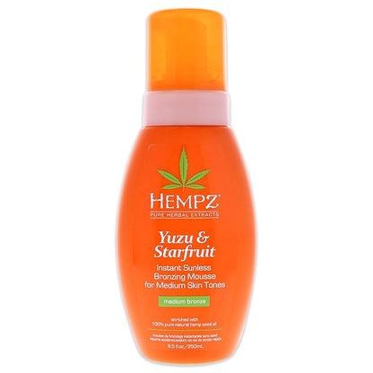 Hempz Yuzu and Starfruit Instant Sunless Bronzing Mousse, Medium Skin tones, 8.5 Ounce