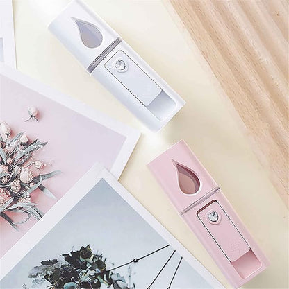 GIVERARE 2 Pack Nano Facial Steamer, Handy Mini Mister with Mirror, USB Rechargeable Mist Sprayer, Visual Water Tank Moisturizing&Hydrating for Face, Makeup, Skin Care, Eyelash Extensions-Pink