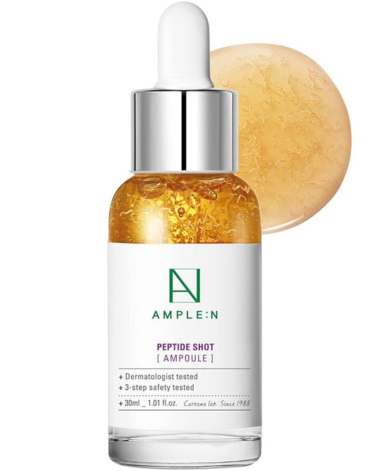 AMPLE:N Peptide Shot Serum - Korean Anti-Aging Face Serum with Peptide Threads to Minimize Wrinkles and Improve Firmness - Lift Sagging Skin - Visibly Plump, 1.01 fl. Oz