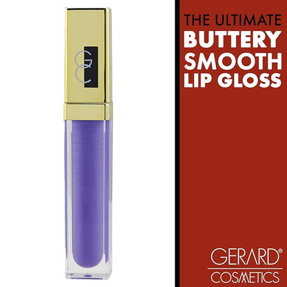 Gerard Cosmetics Color Your Smile Lip Gloss Bermuda | Super Pigmented Purple Lip Gloss with LED Light and Mirror | Shiny Finish | Hydrating Liquid Lip Color | Cruelty Free and Made in USA
