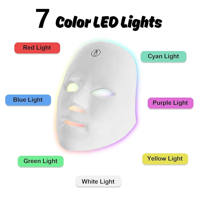 Red Light Mask for Face,7-1 Colors LED Facial Skin Care Mask, Portable Red Light Skin Care Device