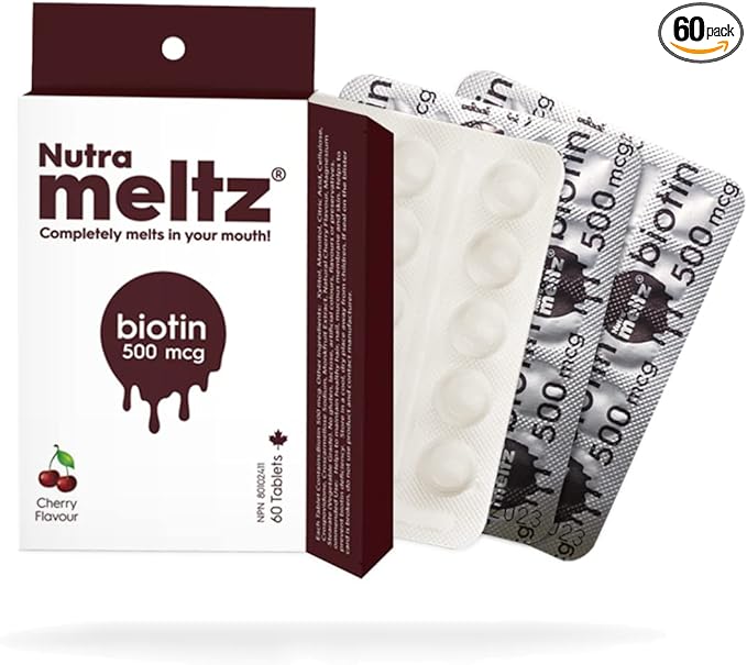 Biotin 500 mcg I Supports Healthy Hair, Nail & Skin I 60 Melting Tablets - 1 Pack I Cherry Flavor