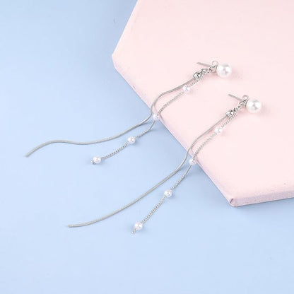 Boho Long Pearl Dangle Drop Earrings