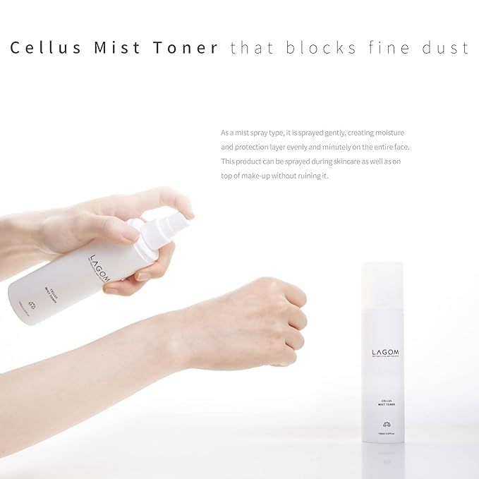 LAGOM Cellus Mist Toner Natural Moisturizing Spray with Green Tea Sugar Cane pH Balance 5.5 Subacid Alcohol-Free Zero-Irritation Fragrance-Free Herbal Facial Serum Sensitive Skin 4.05 Fl Oz