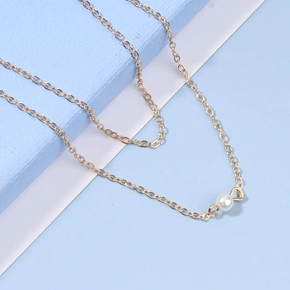 Boho Layered Pearl Choker Necklace Gold