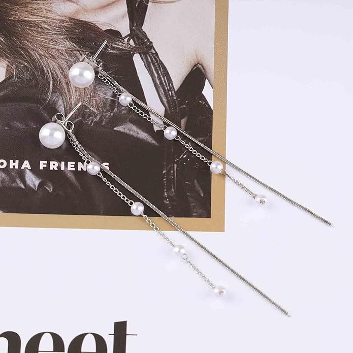 Vintage Pearl Dangle Earrings Long Pearl