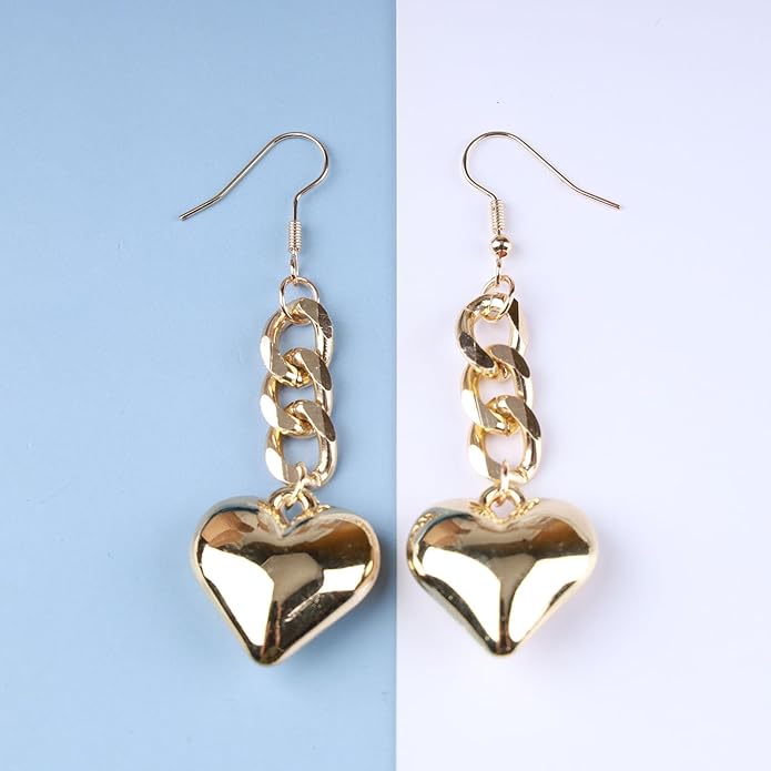 Boho Large Heart Drop Earrings Vintage