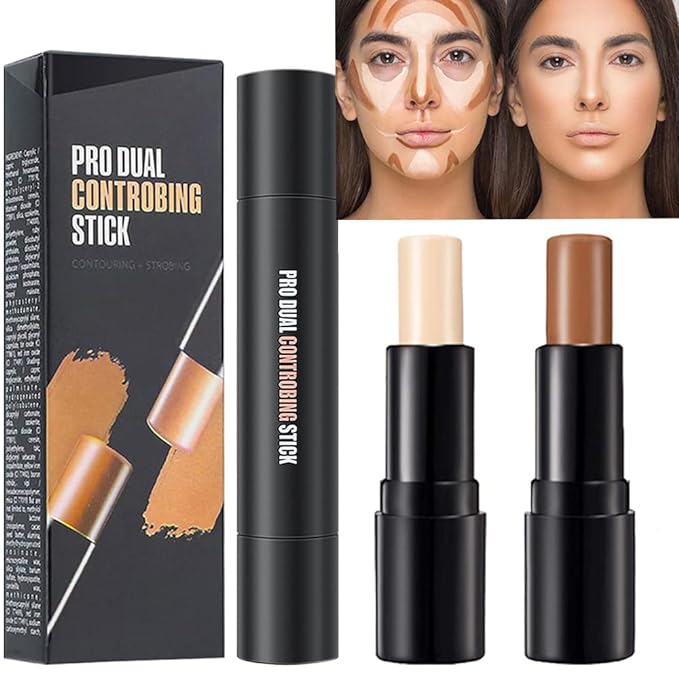 2 Colors Cream Contour Sticks Makeup Kit, Primer