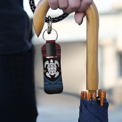 Bulopur Polynesian Tribe Turtle Chapstick Holder Keychain Lipstick Keyring