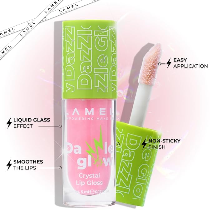Lamel Dazzle Glow Crystal Clear Lip Gloss - Hydrating Lip Gloss - Non Sticky Lip Gloss - Colored Lip Gloss - Lip Gloss Color - Mini Lip Gloss - Moisturizing Lip Gloss - №401 Blossom