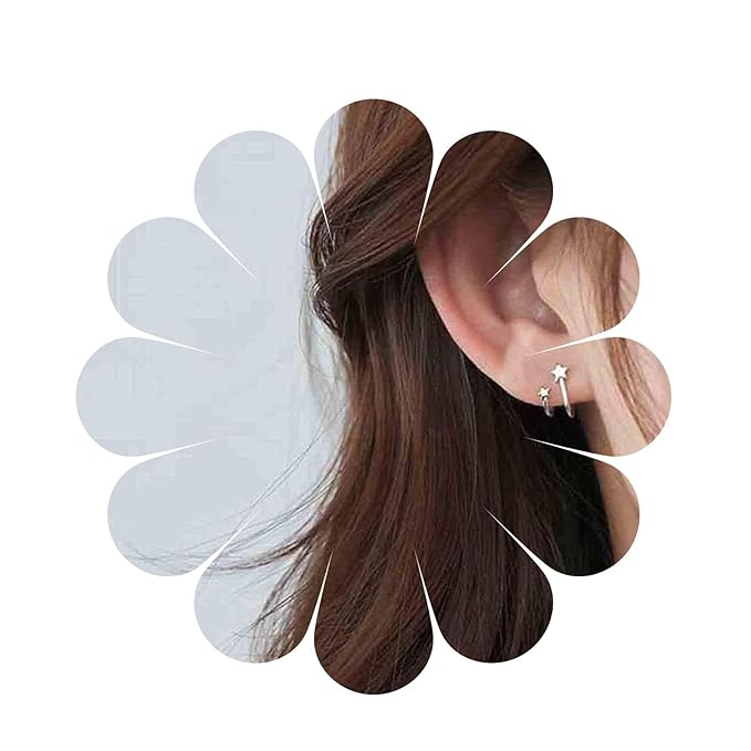 Star Spiral Hoop Earrings Silver Star