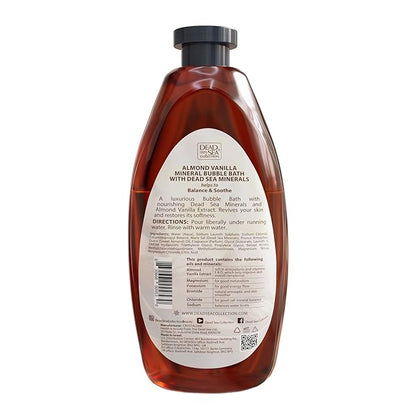 Dead Sea Collection Bubble Bath with Almond Vanilla for Women and Men - Sweet Almond Oil and Dead Sea Salt - Nourishing and Moisturizing Skin - Pack of 2 (67.6 fl.oz)