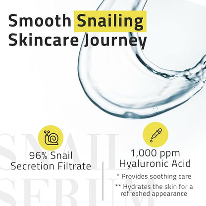 YEOUTH Snail Mucin Serum for Face, Hydrating Advanced Snail 96 Mucin Power Essence, Face Serum with Hyaluronic Acid, Lightweight, Fast-Absorbing & Non-Sticky 3.4 oz
